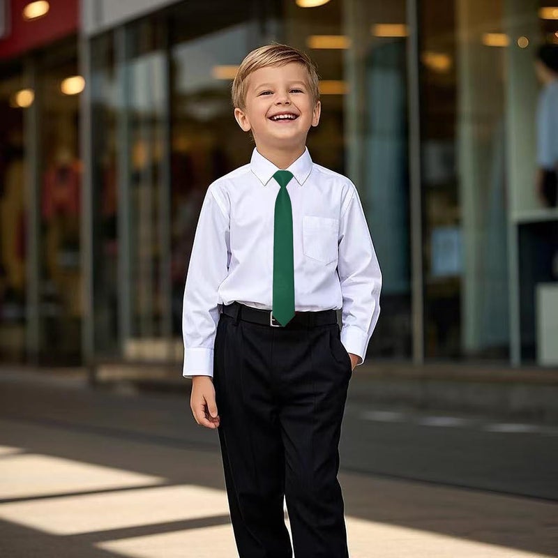 RBOCOTT Solid Color Satin Ties for Boys and Kids Pre-tied Adjustable Necktie for Age 8-12 Wedding and School Graduation - Image 3